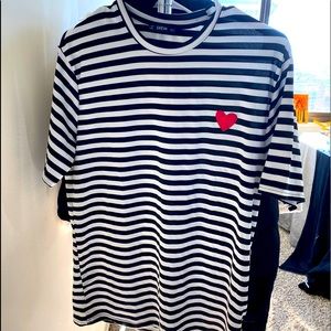 Shein Black & White Striped T-Shirt